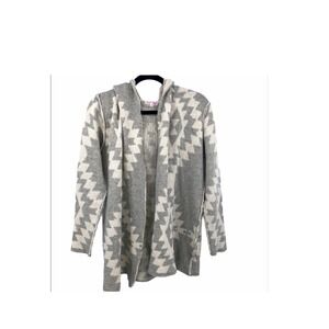 Woven heart women's gray/white cardigan sweater S